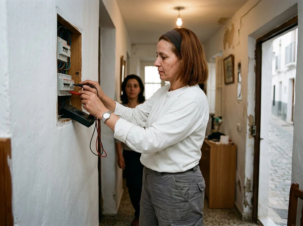 Electricistas en Benimarfull: técnico revisando el cuadro eléctrico